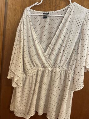 torrid Cream V-Neck Polka Dot Peplum Dress